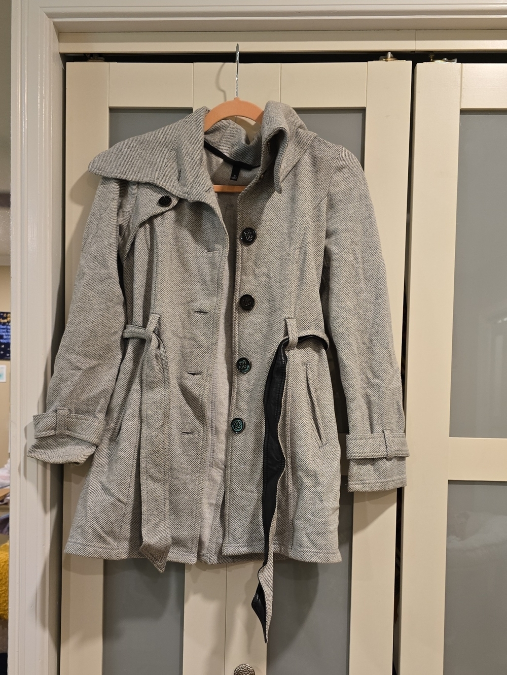 Iz Byer Light Gray Hooded Trench Coat
